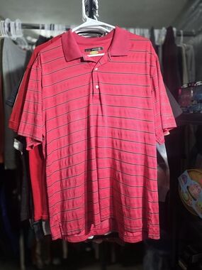Greg Norman Collection Red Striped Polo Shirt